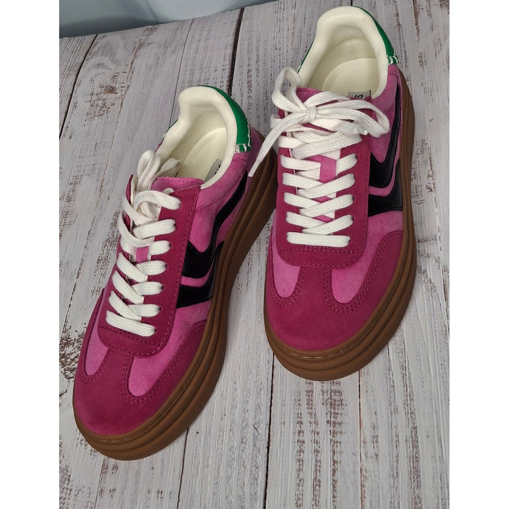 Steve Madden Dodge Pink Black Green Platform Sneakers Low Top Womens 5.5M*